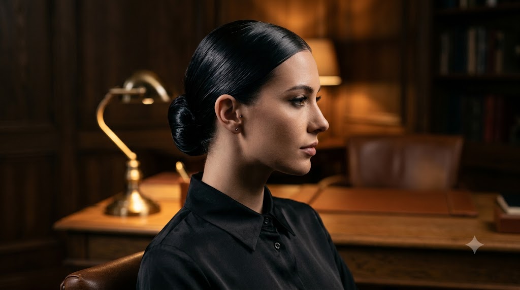 Liquid Noir Slicked-Back Bun